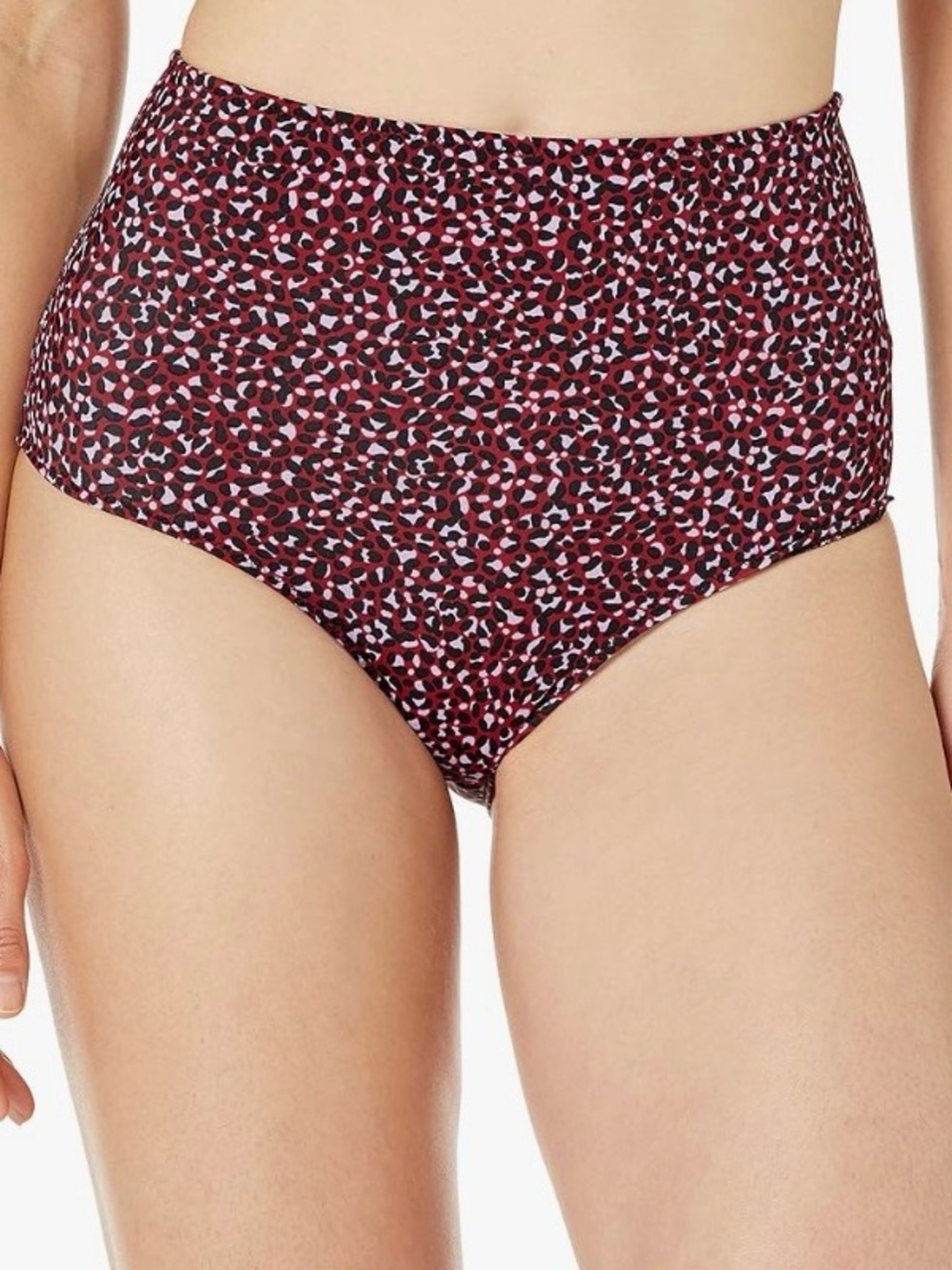 Amazon Essentials High Waist Bikini Bottoms Swimsuit Sz S Brick Red Leopard NWOT